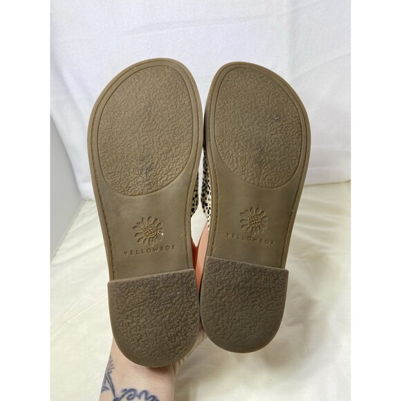 Yellowbox Kassie Cheetah SANDALS Women's 7 Slip On Cross Strap Beige Black - Picture 5 of 7